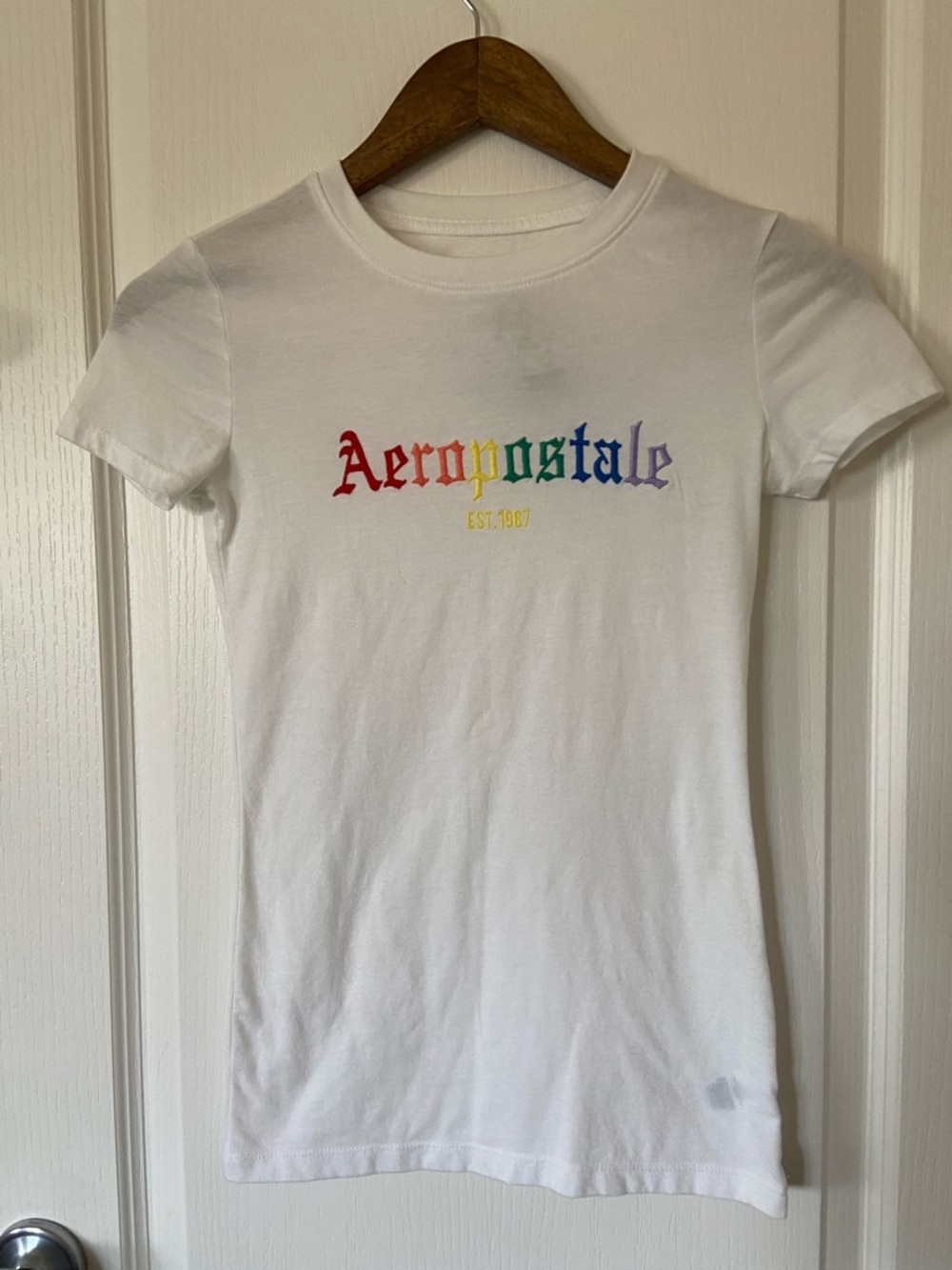 White Rainbow Writing Aeropostale T-Shirt